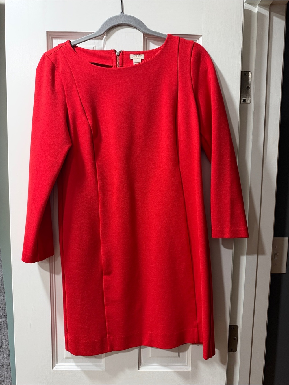 J. Crew Bright Red Long Sleeve Shift Dress